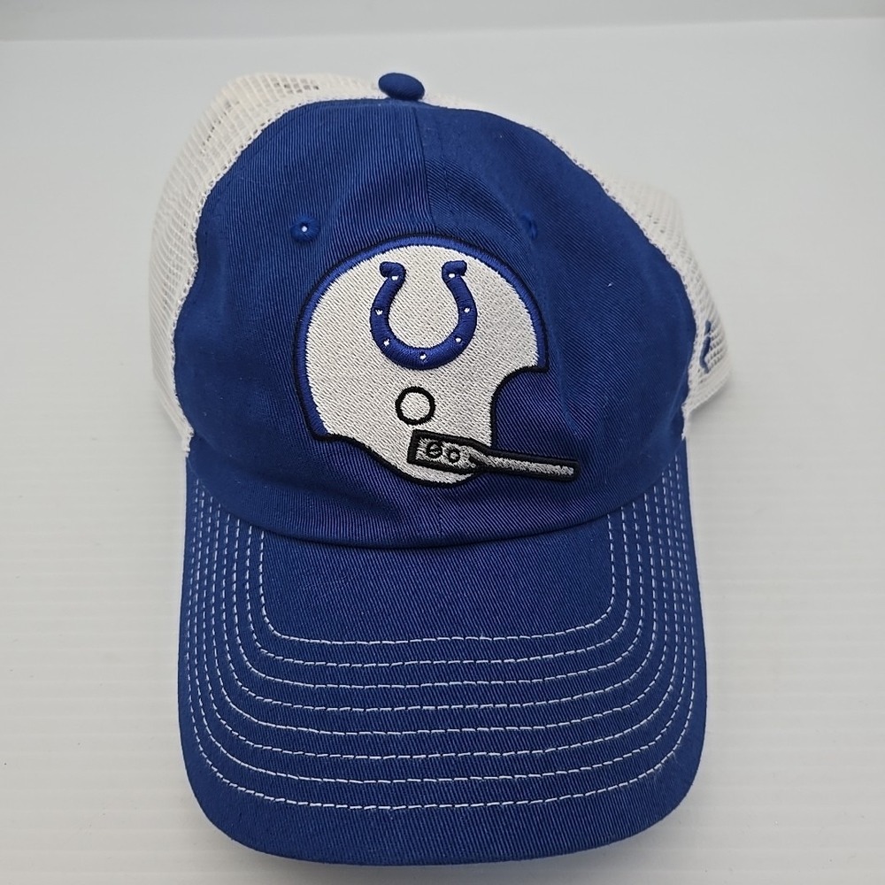 Fanatics Indianapolis Colts Fundamental Vintage Trucker Hat Royal White Mens